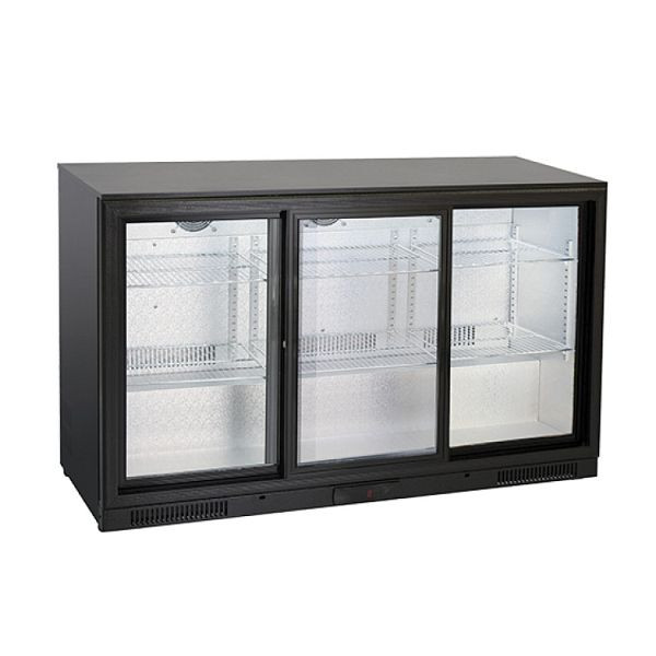 Barová chladnička Gastro-Inox s 3 posuvnými dverami, 302 litrov, 3 posuvnými dverami, statické chladenie s ventilátorom, 206.005