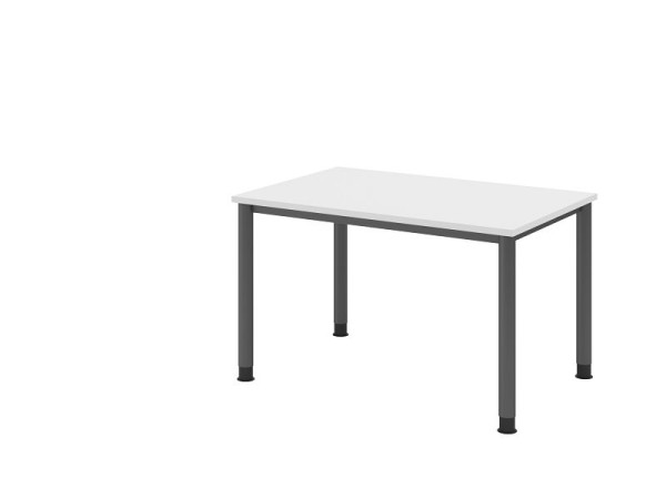 Písací stôl Hammerbacher HS12, 120 x 80 cm, doska: biela, hrúbka 25 mm, 4-nohý grafitový rám, pracovná výška 68,5-81 cm, VHS12/W/G