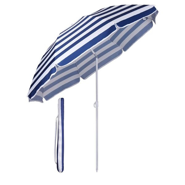 Sekey® 160 cm okrúhly slnečník, farba: modro-biele pruhy, 39916005