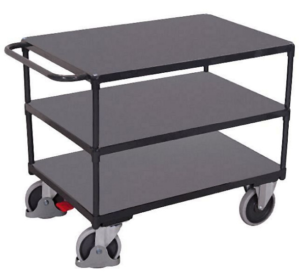 Ťažký stolový vozík VARIOfit s 3 ložnými plochami, RAL 7016, vonkajšie rozmery: 1 390 x 800 x 920 mm (ŠxHxV), sw-800.600/AG