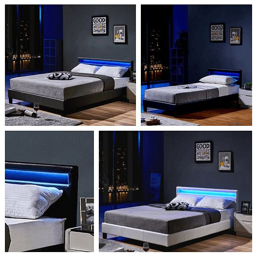 LED posteľ HOME DELUXE ASTRO s matracom - farba: biela, rozmer: 140 x 200 cm, prevedenie: s matracom, 16875-31687