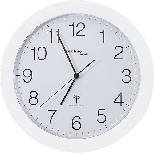 Rádiové nástenné hodiny Technoline biele, rádiové hodiny vyrobené z plastu, rozmery: Ø 30 cm, WT 8000 biela