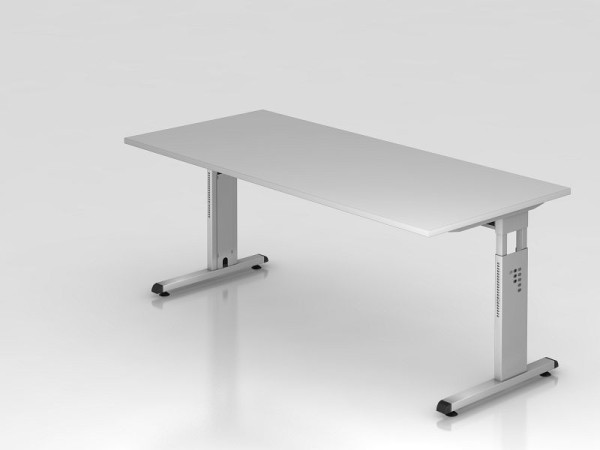 Hammerbacher písací stôl C-noha 180x80cm sivá/strieborná, pracovná výška 65-85 cm, VOS19/5/S