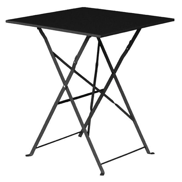 Bolero štvorcový skladací terasový stôl oceľový čierny 60cm, GK989