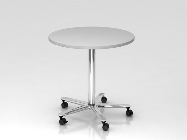 Stĺpový zdvíhací stôl Hammerbacher 80cm okrúhly sivý/chróm, chrómovaný rám, VST08/5/C