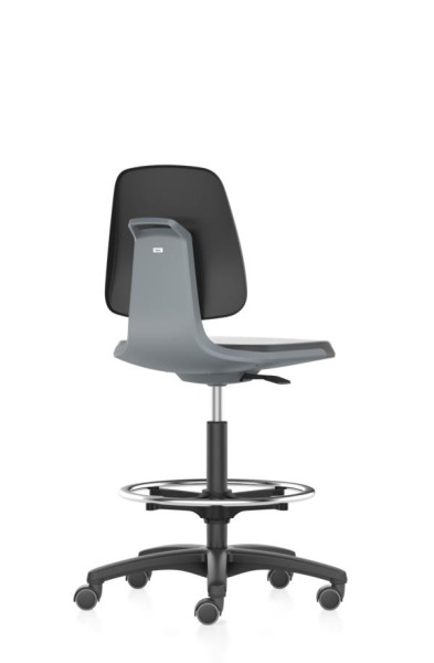 bimos pracovná stolička Labsit s kolieskami, sedadlo V.560-810 mm, imitácia kože, škrupina sedadla antracit., 9125-MG01-3285