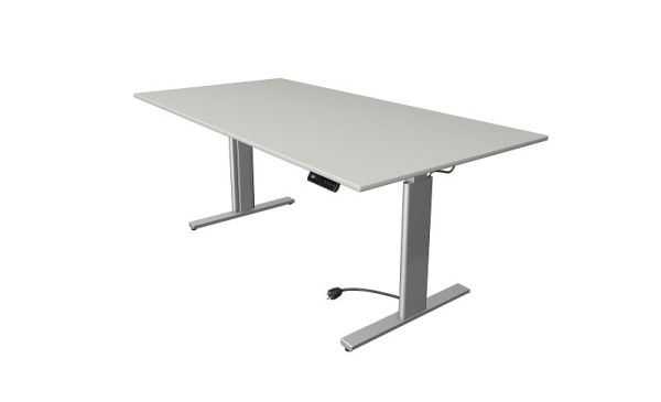 Kerkmann Move 3 sed/stojací stôl strieborný, Š 2000 x H 1000 mm, elektricky výškovo nastaviteľný od 720-1200 mm, svetlosivý, 10233611