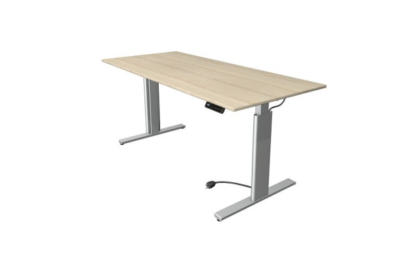 Kerkmann Move 3 sed/stojací stôl strieborný, Š 1800 x H 800 mm, elektricky výškovo nastaviteľný od 720-1200 mm, javor, 10233250