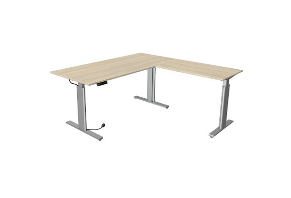 Kerkmann sedací/stojací stôl Move 3 strieborný Š 2000 x H 1000 mm s prídavným prvkom 1000 x 600 mm, javor, 10234250