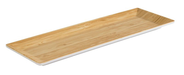 APS podnos -BAMBUS-, 31 x 10,5 cm, výška: 2 cm, melamín, vnútro: bambusový vzhľad, zvonka: biela, 84805