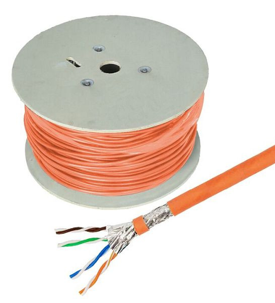 Inštalačný kábel Helos High Quality, Cat 7, S/FTP, PiMF, LSZH, oranžový, 500m bubon, 263842