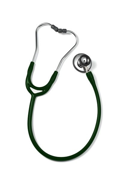 ERKA stetoskop pre dospelých s mäkkými ušnými nástavcami, membránová strana (dvojmembránová) a lieviková strana, dvojkanálový tubus Presný, farba: tmavozelená, 531.00055