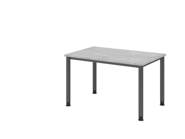 Písací stôl Hammerbacher HS12, 120 x 80 cm, doska: betón, hrúbka 25 mm, 4-nohý grafitový rám, pracovná výška 68,5-81 cm, VHS12/M/G