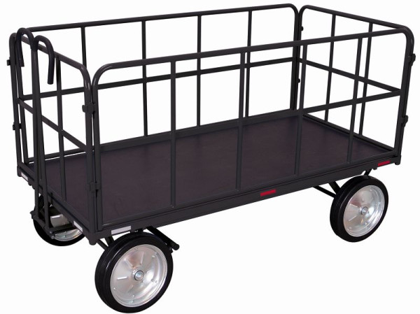 Ručný plošinový vozík VARIOfit so 4 rúrkovými stenami, vonkajšie rozmery: 2 065 x 1 015 x 1 340 mm (ŠxHxV), súprava kolies: celogumové obruče, zu-45201/AG