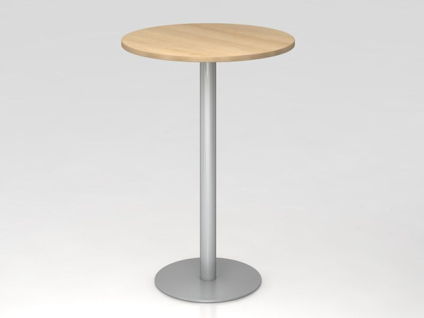 Hammerbacher barový stôl 80 cm okrúhly dub/strieborný, strieborný rám, VSTH08/E/S