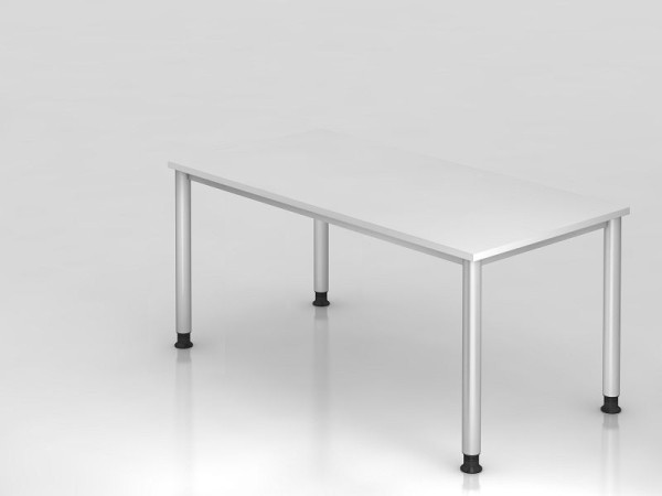 Písací stôl Hammerbacher 4 nohy okrúhly 160x80cm biela/strieborná, obdĺžnikový tvar, VHS16/W/S