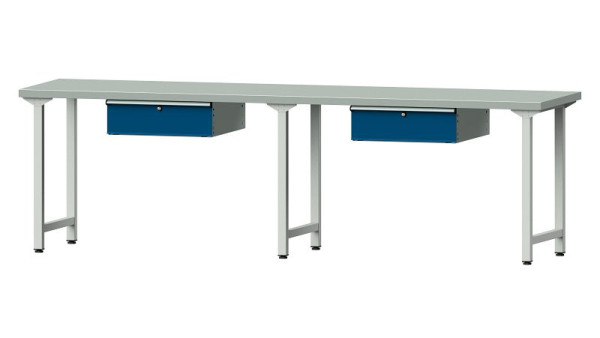 Pracovné lavice ANKE pracovný stôl, model 93, 2800 x 700 x 840 mm, RAL 7035/5010, ZBP 40 mm, 400.428