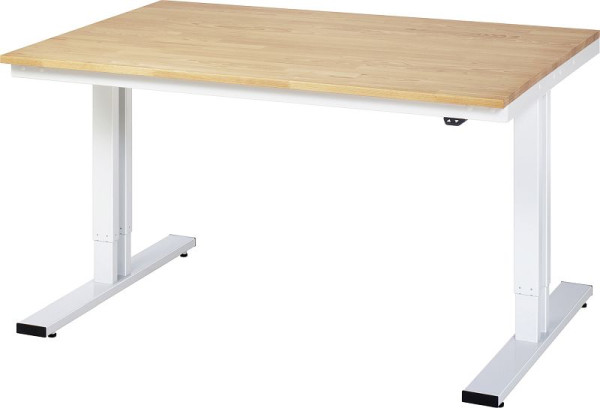 Pracovný stôl RAU série adlatus 300 (elektricky výškovo nastaviteľný), masívna buková doska, 1500x720-1120x1000 mm, 08-WT-150-100-B