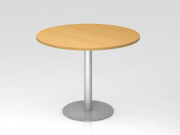 Hammerbacher zasadací stôl 100cm okrúhly buk/strieborný, strieborný rám, VSTF10/6/S