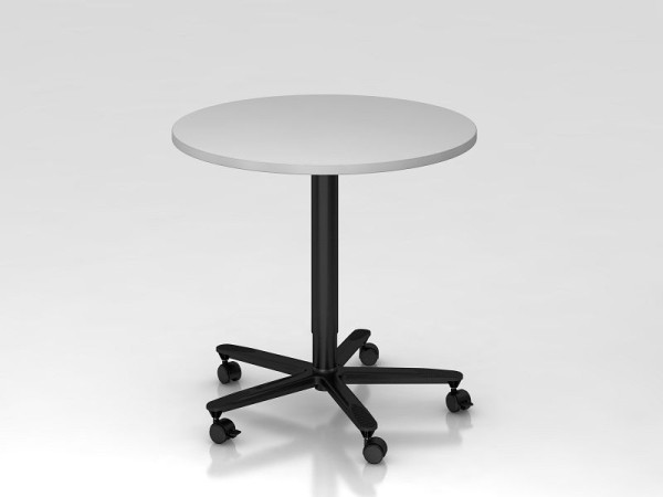 Stĺpový zdvíhací stôl Hammerbacher 80 cm okrúhly sivo/čierny, čierny rám, VST08/5/D