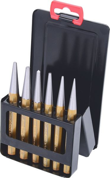 Súprava dierovačov KS Tools, 6 kusov v kovovej skladacej kazete, 162.2124