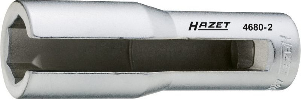 Vložka lambda sondy Hazet, štvorcová, dutá 12,5 mm (1/2 palca), vonkajší šesťhranný profil, 22 mm, dlhá verzia, povrch: pochrómovaný, 4680-2