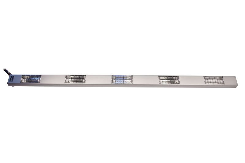 Roband kremenný vykurovací mostík HUQ2025E pre vybavenie predajne, ktorý kombinuje tepelný výkon a svetlo, HUQ2025E