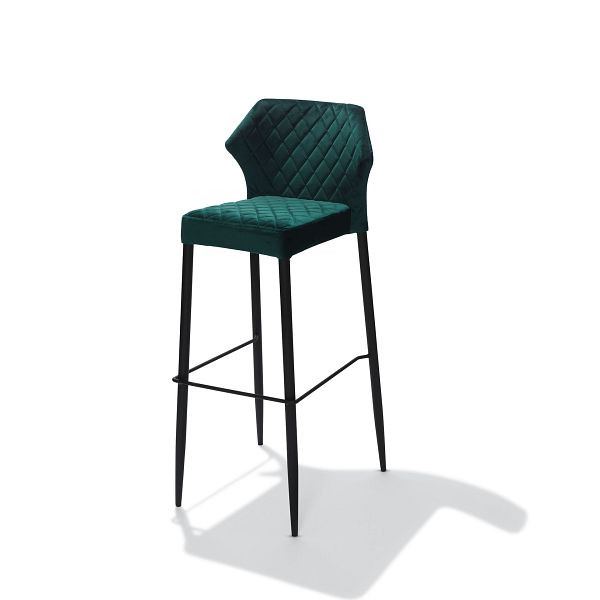 VEBA Louis barová stolička zelená, čalúnená velúrom, protipožiarna, 50x47x105cm (ŠxHxV), 52102