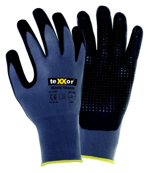 teXXor nylonové pletené rukavice "black touch", veľkosť: 10, balenie: 144 párov, 2452-10