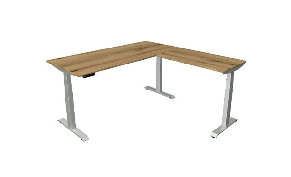 Sedací/stojací stôl Kerkmann Š 1800 x H 800 mm s prídavným prvkom 1000 x 600 mm, elektricky výškovo nastaviteľný od 640-1290 mm, dub, 10043155