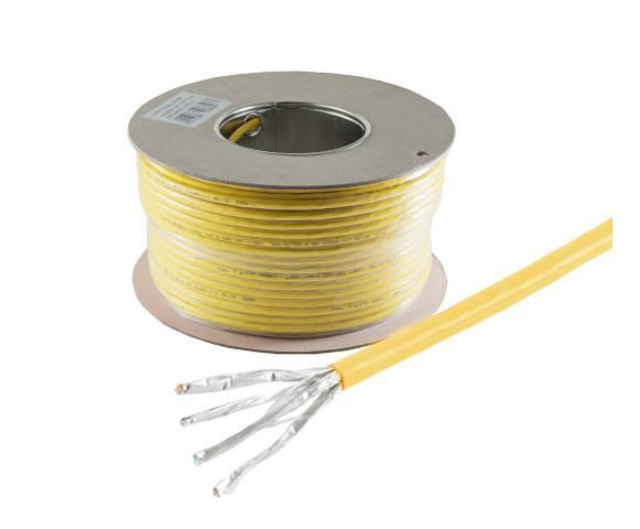 Inštalačný kábel Helos, Cat 7A, S/FTP, PiMF, LSZH, žltý, 100m kruh, 106673