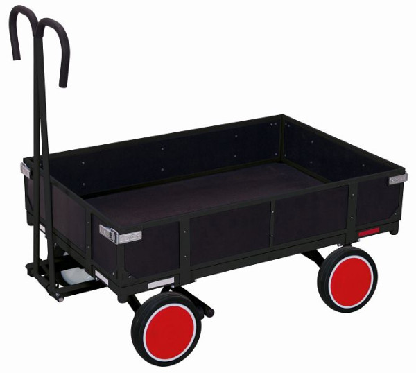 Ručný plošinový vozík VARIOfit s bočnou stenou, vonkajšie rozmery: 1 335 x 830 x 1 200 mm (ŠxHxV), súprava kolies: celogumové obruče, zu-15121/AG