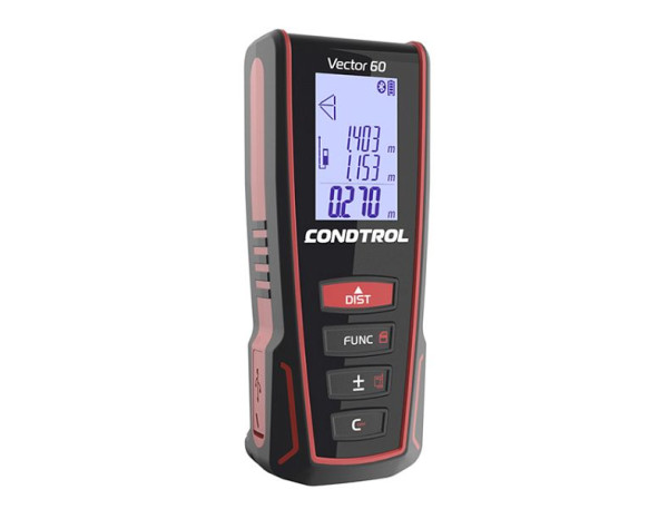 CONDTROL Vector 60 Profesionálny diaľkomer, vodováha, BLUETOOTH a dobíjacie batérie. Rozsah merania 0,05-60m, 1-4-104