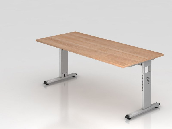 Hammerbacher písací stôl C-noha 180x80cm orech/strieborná, pracovná výška 65-85 cm, VOS19/N/S