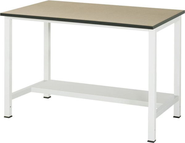 Pracovný stôl RAU séria 900, Š1250xH800xV825mm, MDF pracovná doska (stredne hustá drevovláknitá doska), hrúbka 22 mm, s policou v spodnej časti, hĺbka 320 mm, 03-900-3-F22-12.12