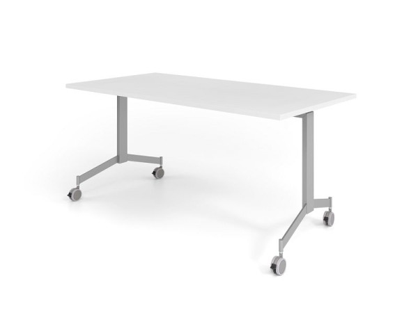 Hammerbacher mobilný skladací stôl 160x80cm, biely, stolová doska sklopná o 90°, VKF16/W/S