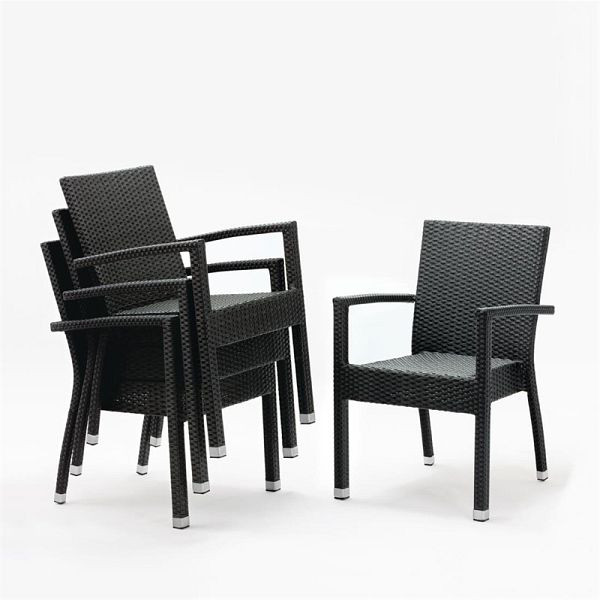Ratanové stoličky Bolero s podrúčkami antracit, PU: 4 kusy, DL477