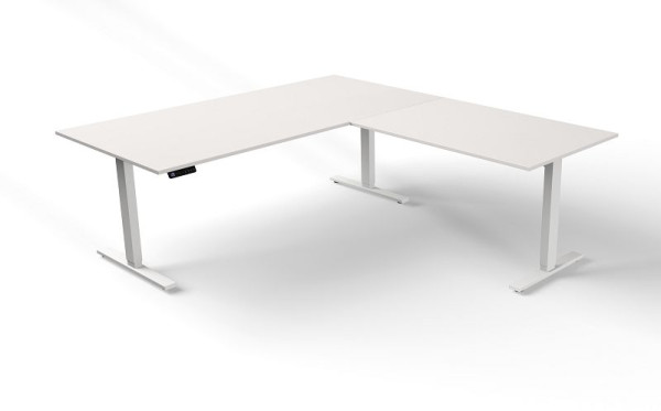 Sedací/stojací stôl Kerkmann Š 2000 x H 1000 mm s prídavným prvkom, elektricky výškovo nastaviteľný od 720-1200 mm, Move 3, farba: biela, 10382510