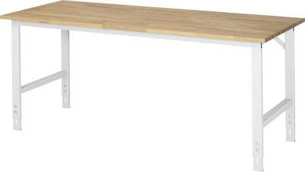 Pracovný stôl série RAU Tom (6030) - výškovo nastaviteľný, doska z masívneho buku, 2000x760-1080x800 mm, 06-625B80-20.12