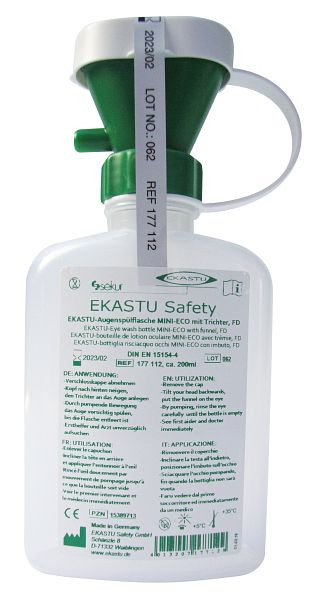 EKASTU Safety fľaša na výplach očí MINI-ECO s lievikom, FD, 177112