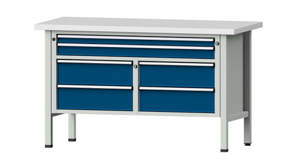 Pracovné stoly ANKE skriňový pracovný stôl, model 255 V, 1500 x 700 x 890 mm, RAL 7035/5010, KSP 40 mm, 304,085