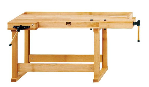 Pracovné stoly ANKE pracovný stôl; 1800 x 650 x 860 mm; rozpätie predného zveráka 150 mm, zadného zveráka 160 mm; pre kutila; s 1 párom obdĺžnikových lavicových hákov, 800.041