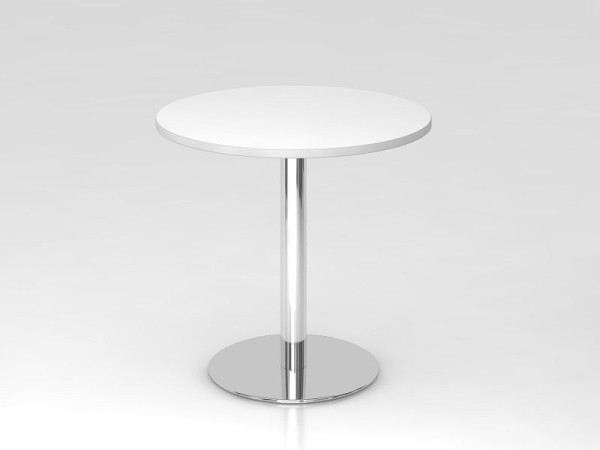 Hammerbacher zasadací stôl 80cm okrúhly biely/chróm, chrómovaný rám, VSTF08/W/C