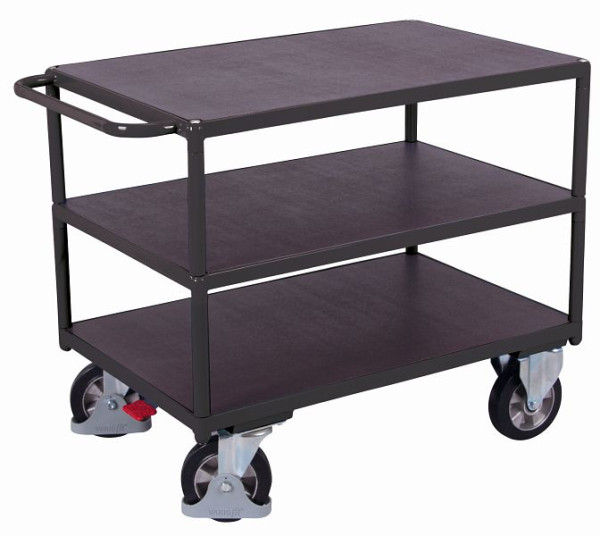 Ťažký stolový vozík VARIOfit s 3 ložnými plochami, vonkajšie rozmery: 1 190 x 700 x 925 mm (ŠxHxV), sw-700.617/AG