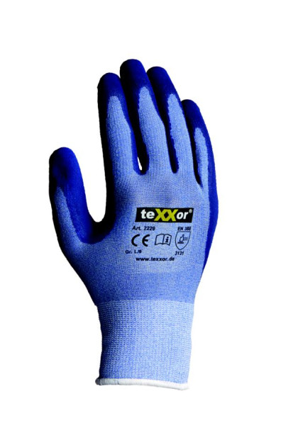 teXXor polyesterové pletené rukavice LATEX, veľkosť: 10, farba: svetlomodrá melírovaná/stredne modrá, balenie: 144 párov, 2229-10