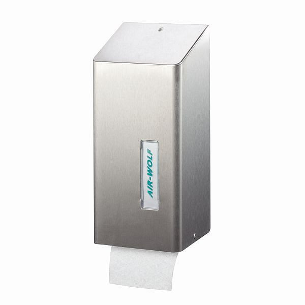 Zásobník toaletného papiera Air Wolf na jednotlivé listy, séria Omega, V x Š x H: 300 x 143 x 116 mm, potiahnutá nehrdzavejúca oceľ, 29-030