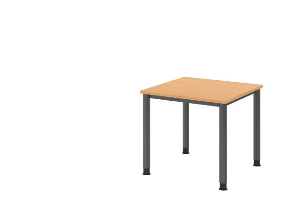 Písací stôl Hammerbacher HS08, 80 x 80 cm, doska: buk, hrúbka 25 mm, 4-nohý grafitový rám, pracovná výška 68,5-81 cm, VHS08/6/G