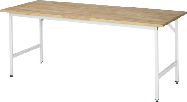 Pracovný stôl série RAU Jerry (3030) - výškovo nastaviteľná, masívna buková doska, 2000x800-850x800 mm, 06-500B80-20.12
