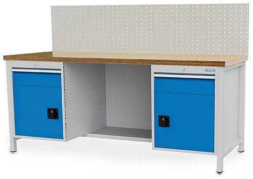 Bedrunka+Hirth skriňový pracovný stôl 2000, s 2 zásuvkami a 2 krídlovými dverami, 2000x750x859 mm, 03.19.22VA