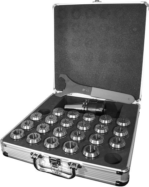 Hliníkový kufrík MACK so skľučovadlom HSK-A 63 a klieštinami ER25, SZ-HSK63A-ER25